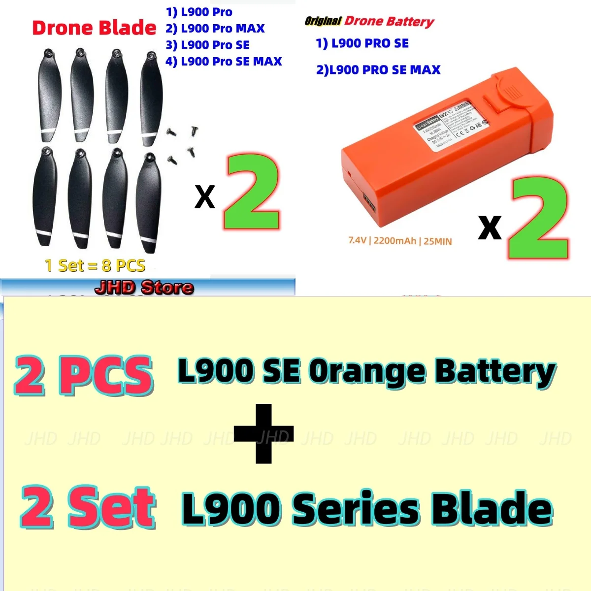 JHD Original L900 SE Drone Battery Blade For L900PRO SE Max Drone Battery L900 Pro SE Max 7.4V 2200mah Battery Leaf Wholesale