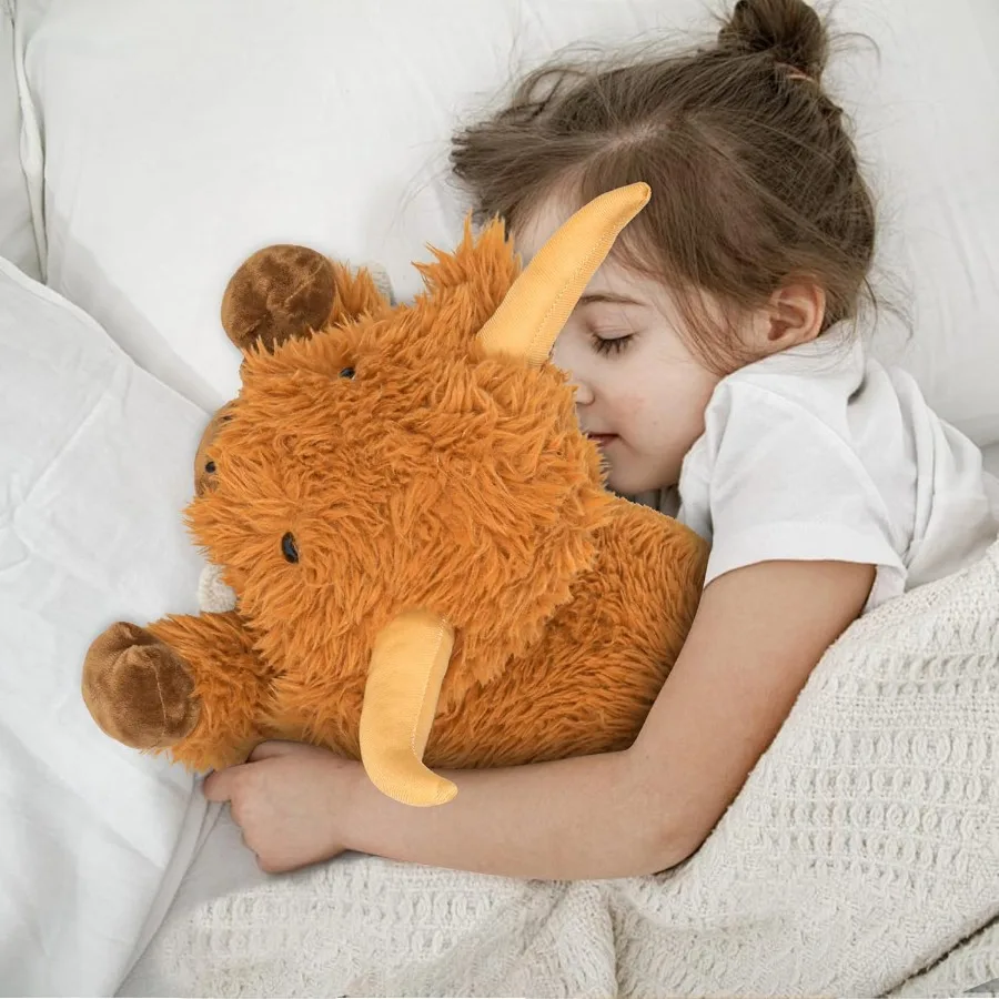 5lbs highland vaca ponderada animal de pelúcia 22in gigante brinquedo de pelúcia para adultos adorável gado plushie travesseiro decoração em marrom com ca