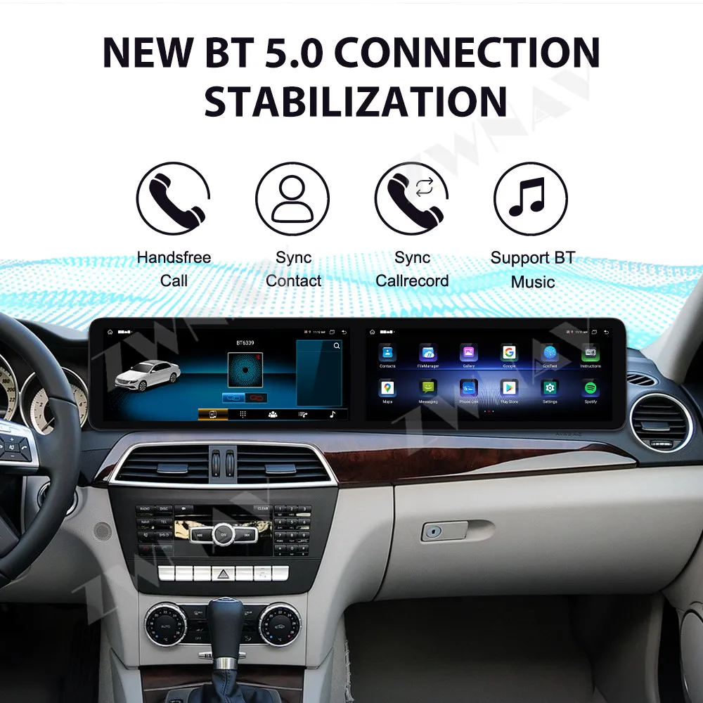 Doppio 12.3 ''Android 13 Per Mercedes-Benz C 2011-2014 Navigazione GPS per auto CarPlay Schermo HD Lettore multimediale Unità principale Radio