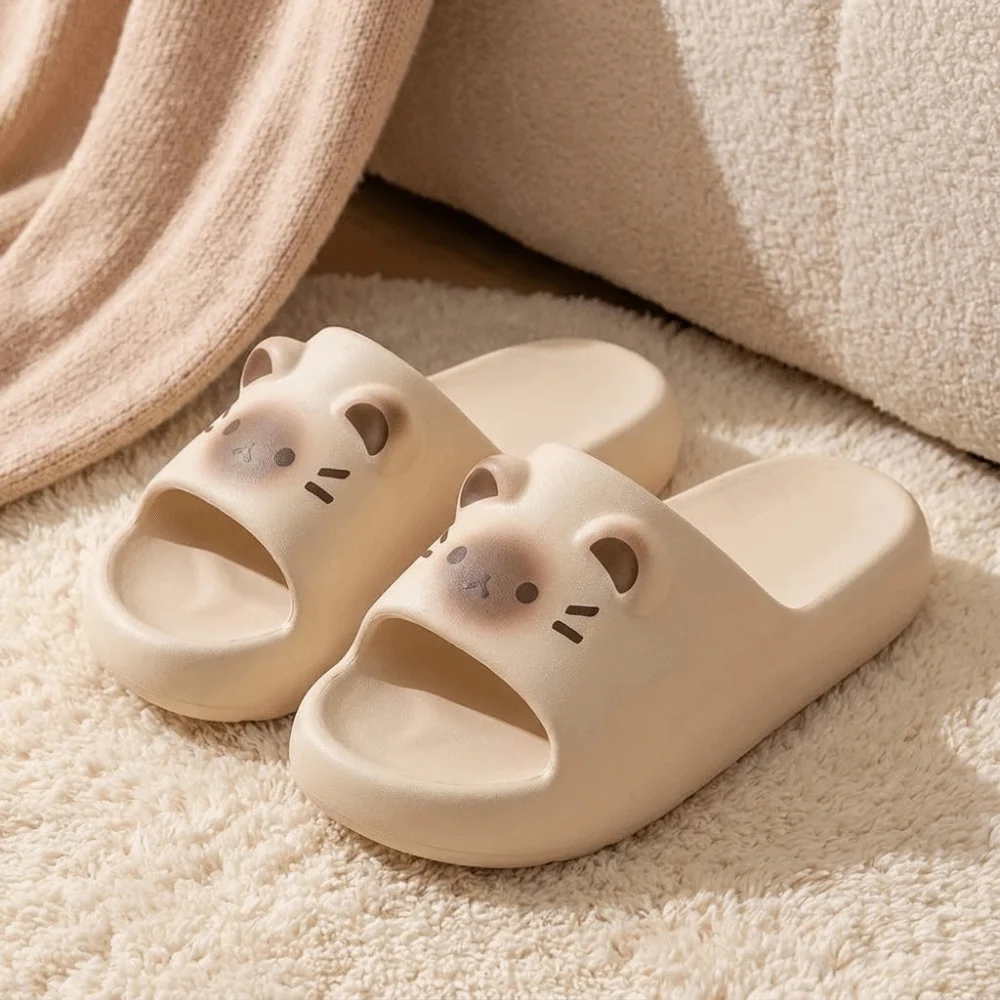 1 Paar süße EVA-Damen-Hausschuhe, weiche, schnell trocknende Luftpolster-Hausschuhe, leichte, flache Sandalen mit dickem Boden für drinnen und draußen – Detail 6