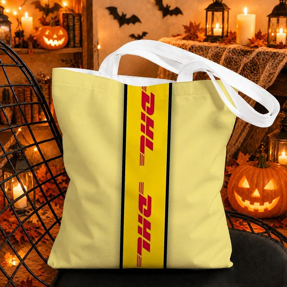 Brand D-DHL Express Storage Bags Structured Canvas Tote Bag Large Aesthetic Shoulder Handbag Reusable Casual Shopping Bags