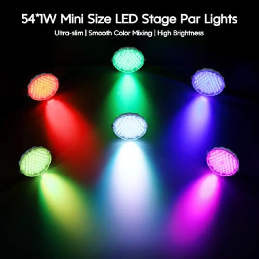 54x1W RGB LED Stage DJ Par Lights with Remote Control, 4 Pack Ultra Slim, RGB, Remote Control, Ultra-Bright LED Panel, One-piec