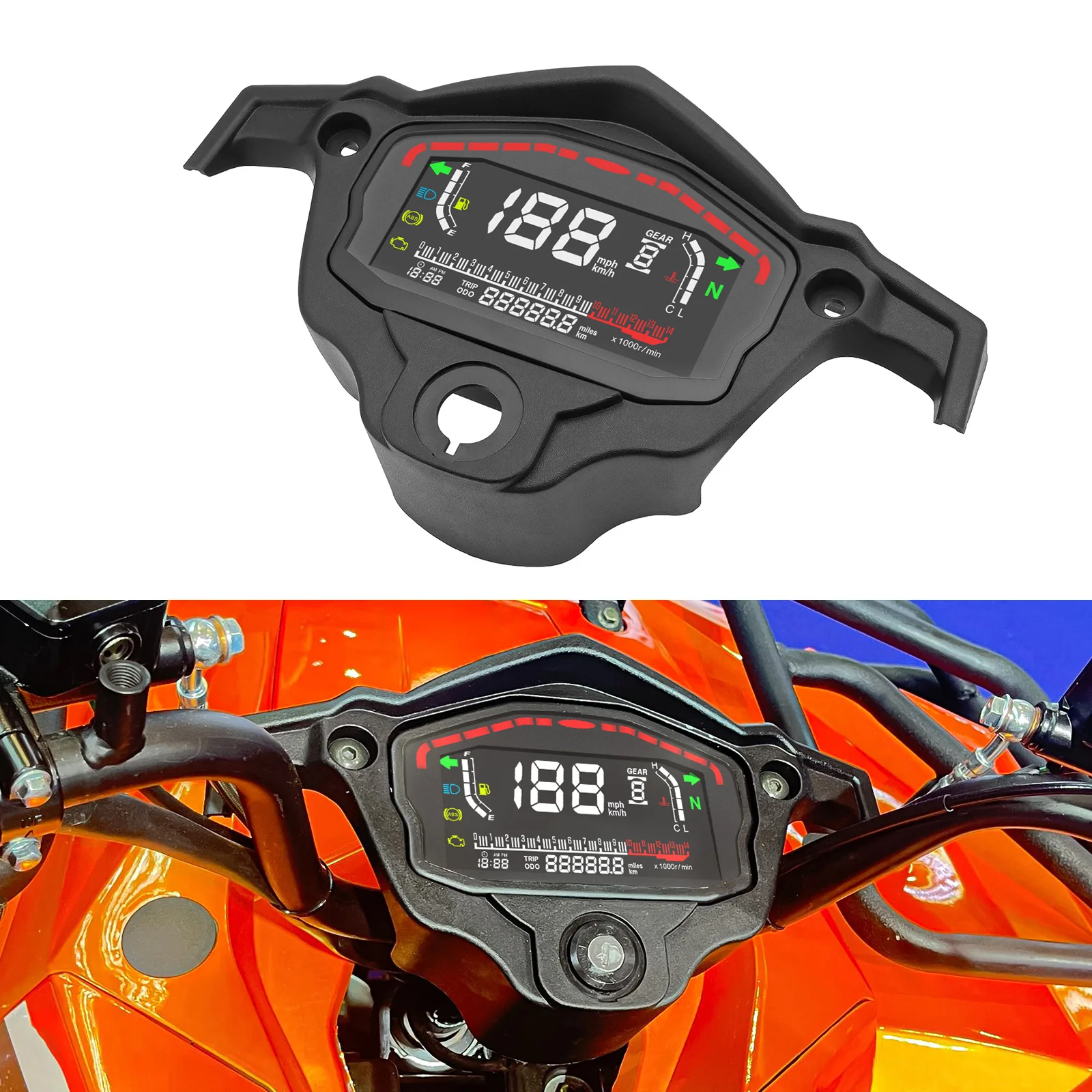 Universal Motorrad Digital Tacho Kilometerzähler Hintergrundbeleuchtung Moto Dashboard für BMW Honda Ducati Kawasaki Yamaha 2,4 Zylinder