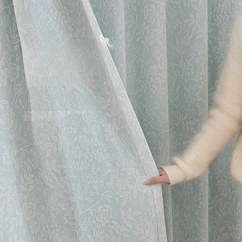 Curtain Blackout Double-sided Chenille Embossed Jacquard Cream Style Curtains for Living Dining Room Bedroom Custom Size Decor