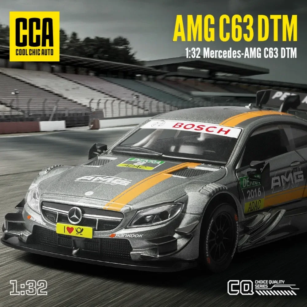 Modèle réduit de voiture Benz Jas C63 DTM, échelle 1:32, véhicule de course en alliage moulé sous pression, pneus en caoutchouc, portes ouvertes avec nervures légères, cadeaux pour enfants