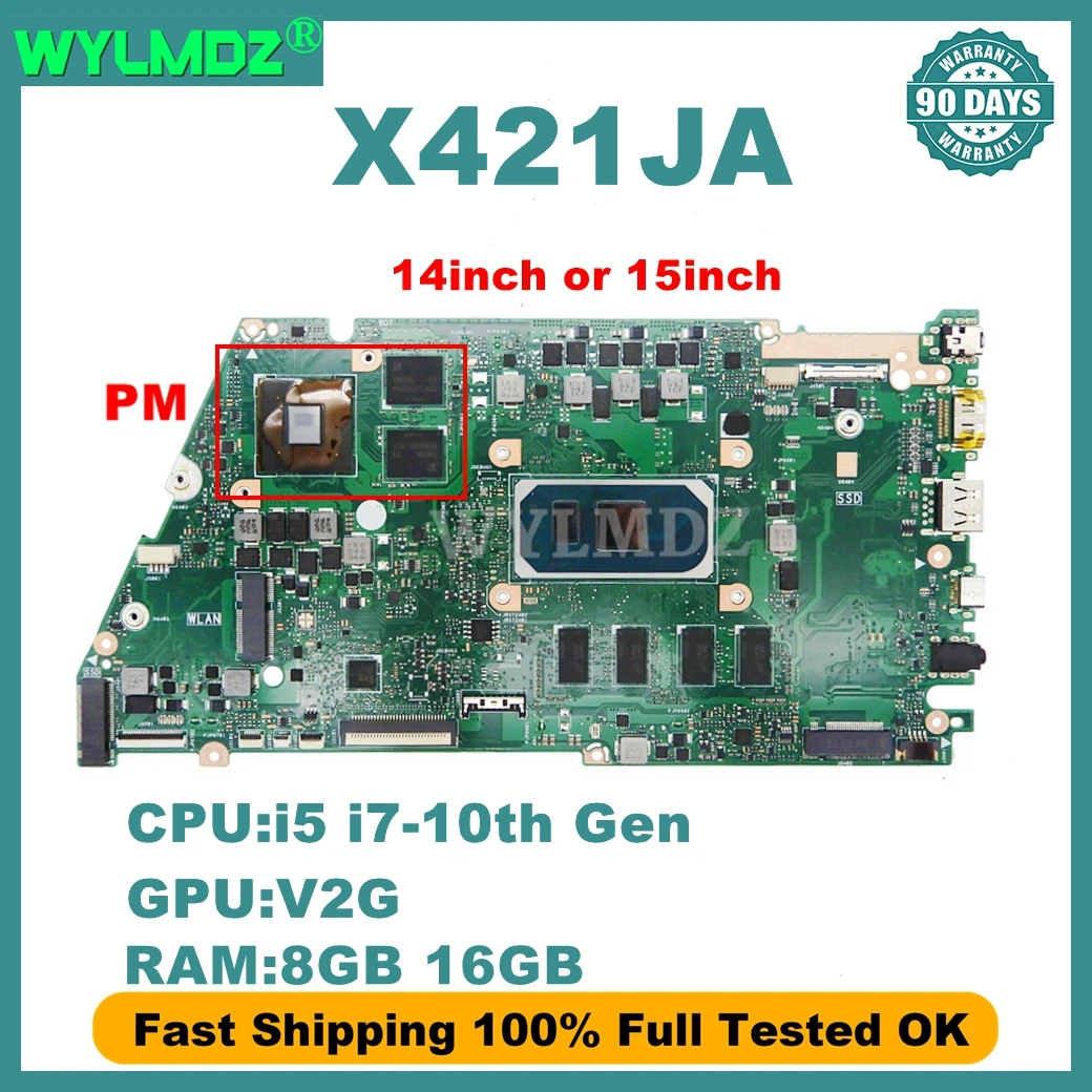 Placa base para ordenador portátil X421JA para ASUS X421J X521J X521JA X421JPY X421JQY S433J con CPU i5 i7-10th Gen 8GB/16GB-RAM