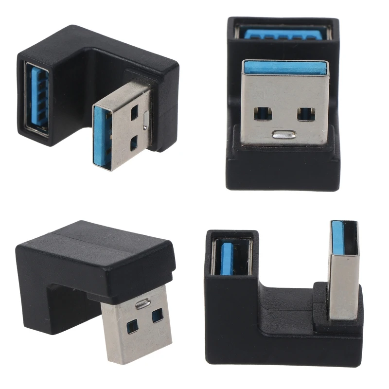 5Gbps Up & Down 180 Degree Angled USB Adapter A Male to Female Extension Connector Work for LTE Adapter to Powerbank