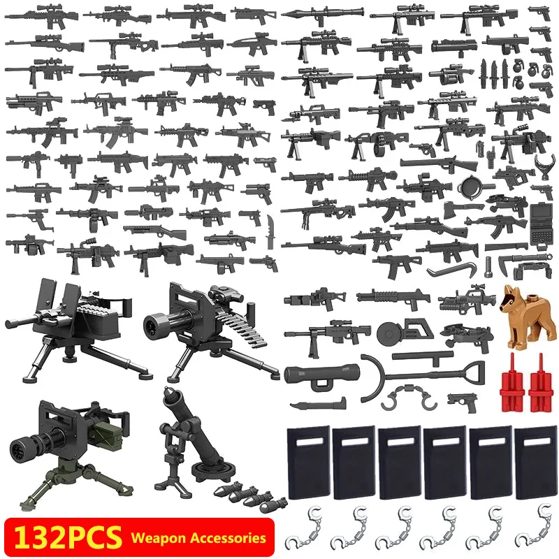 WW2 Military Weapons Figures Soldiers German British Soviet Army Building Blocks Machine Gun Mortar Thomas Rifles 98K Toys K067