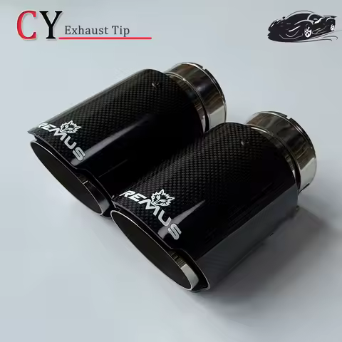 1 Piece Car Exhaust Tail Pipe Glossy Carbon Fiber Muffler Tip Tail End Straight Flange Universal Silver Stainless Steel End Pipe