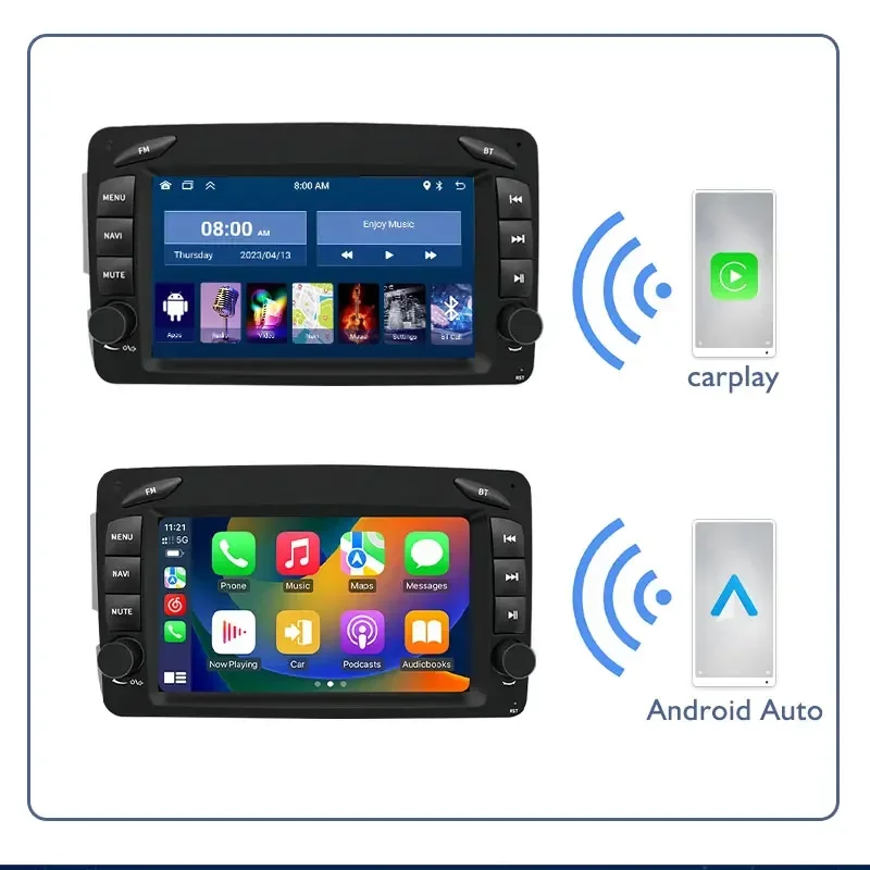 أندرويد 13 6G + 128G مشغل أسطوانات للسيارة راديو GPS لمرسيدس بنز C CLK الفئة W203 S203 C209 W209 رئيس وحدة السيارات ستيريو CarPlay