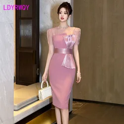 Birthday Dress 2024 Summer New Women's Sweet and Elegant Bow, Age Reducing Slim Fit Dress
