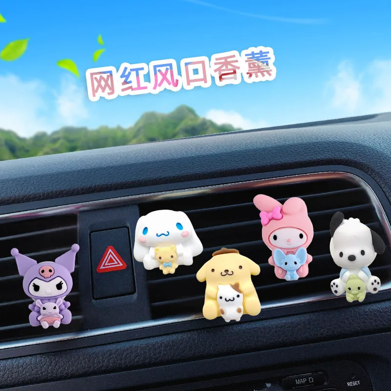 New Sanrio Car Vent Ornaments Cute Hello Kittys Kawaii Car Interior Center Console Decoration Toys Gifts for Girls