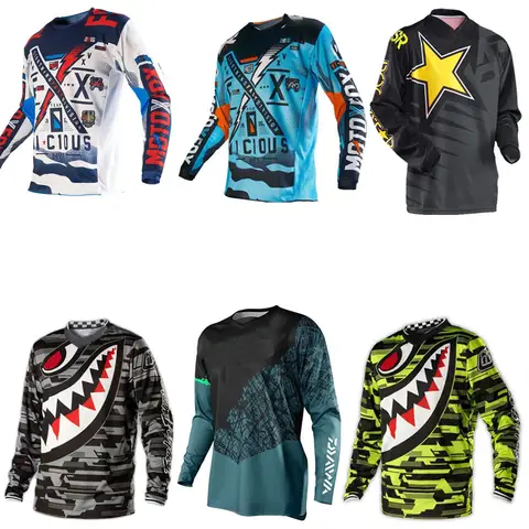 Adult's Long Sleeve Motocross Cycling Jersey Bikefox Downhill Mountain Bike MTB Shirts Offroad DH Motorcycle Motocross Clothing
