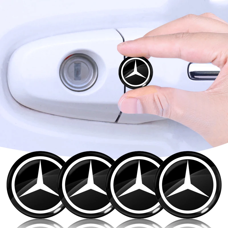 4PCS Car Door Lock Hole Stickers Decorative Sticker Accessories For Mercedes Benz S320 W164 W203 W204 W168 C180 E320 CLA CLK CLS