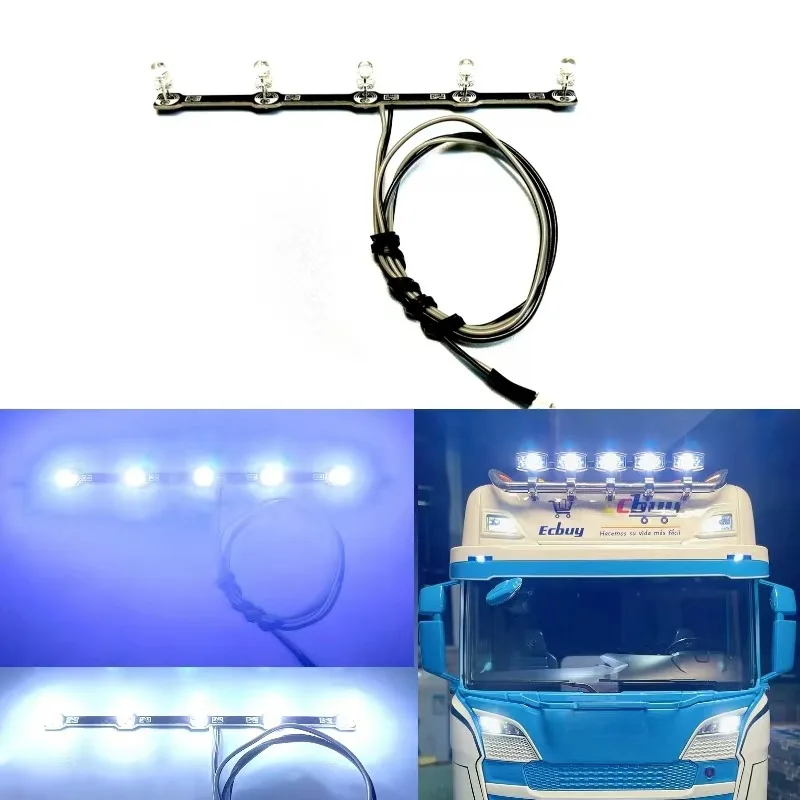 LED roof spotlight PCB light board non-destructive installation for Tamiya 1/14 RC truck dump truck Scania 770S 56371 56368