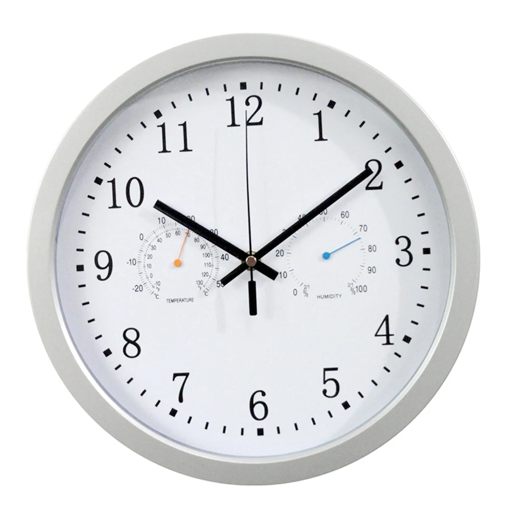 12Inch Clock Automatic Time Adjustment Scanning Radio Controlled Clock Temperature Hygrometer Wall Clock Quiet Design