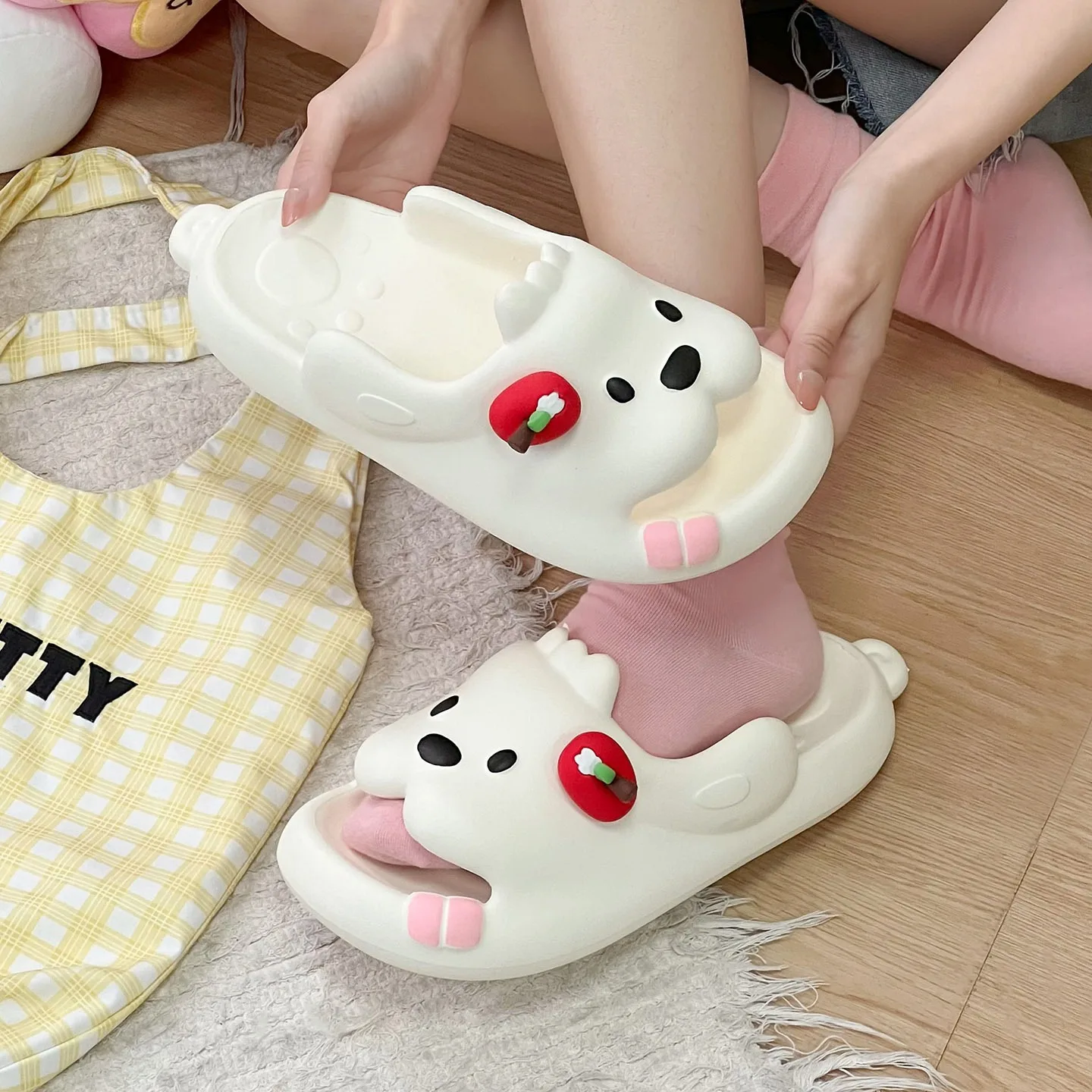 

Cute Cartoon Women's Summer Slippers EVA Outdoor Indoor Anti-slip Soft Slide with Thick Bottom Home Bath Slippers Girl