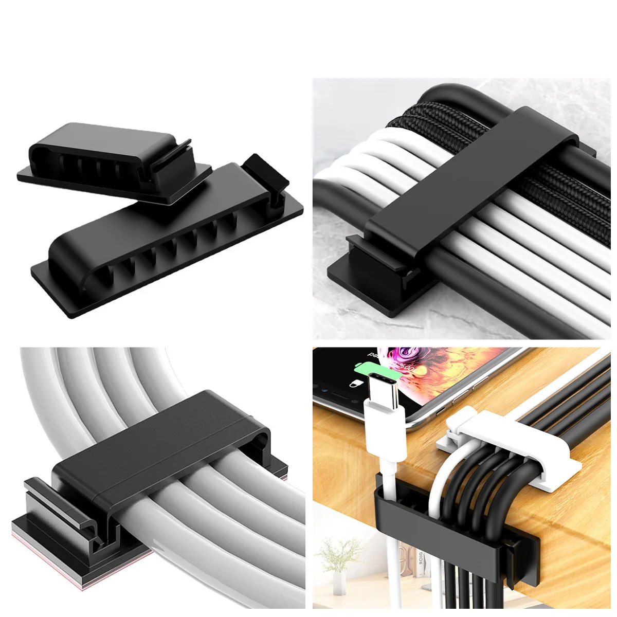 

Cable Holder Cord Organizer Silicone Cable Management USB Winder Desktop Tidy Cable Clips for Mouse Headphone Wire Organizer