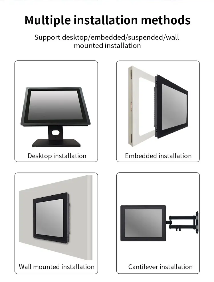 ZXY 15 17 19 بوصة Ip65 جزءا لا يتجزأ من اللمس الكمبيوتر لينكس أوبونتو أندرويد وين لوحة صناعية الكمبيوتر شاشة تعمل باللمس الكمبيوتر بدون مروحة الصناعية الكمبيوتر