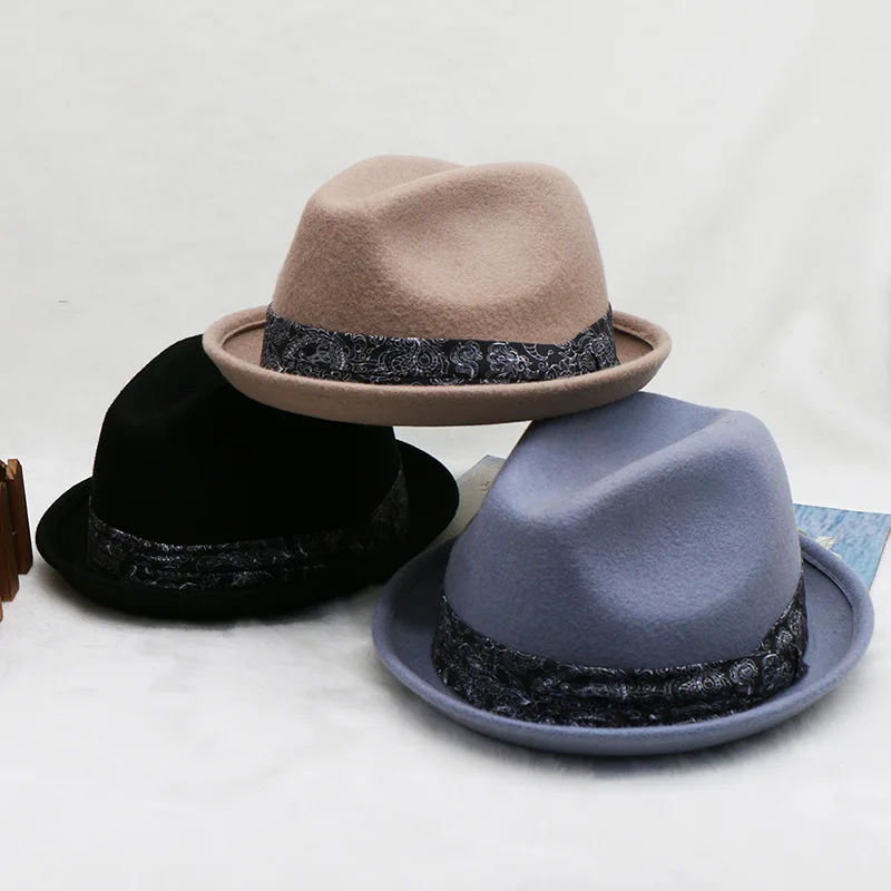 

Wool Billycock Totem Tri-fold Men's Fedora Hat Hot Sale In Europe And America Autumn And Winter Hat