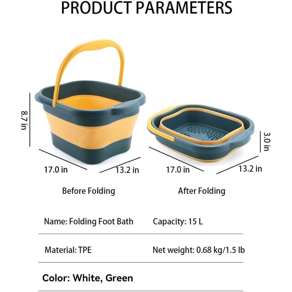 Collapsible Spa Bath Massager or Dry Cracked Feet, Feet Soak Tub with Massage Acupoint, Pedicure Foot Soak Basin Plastic Bucket - view 6