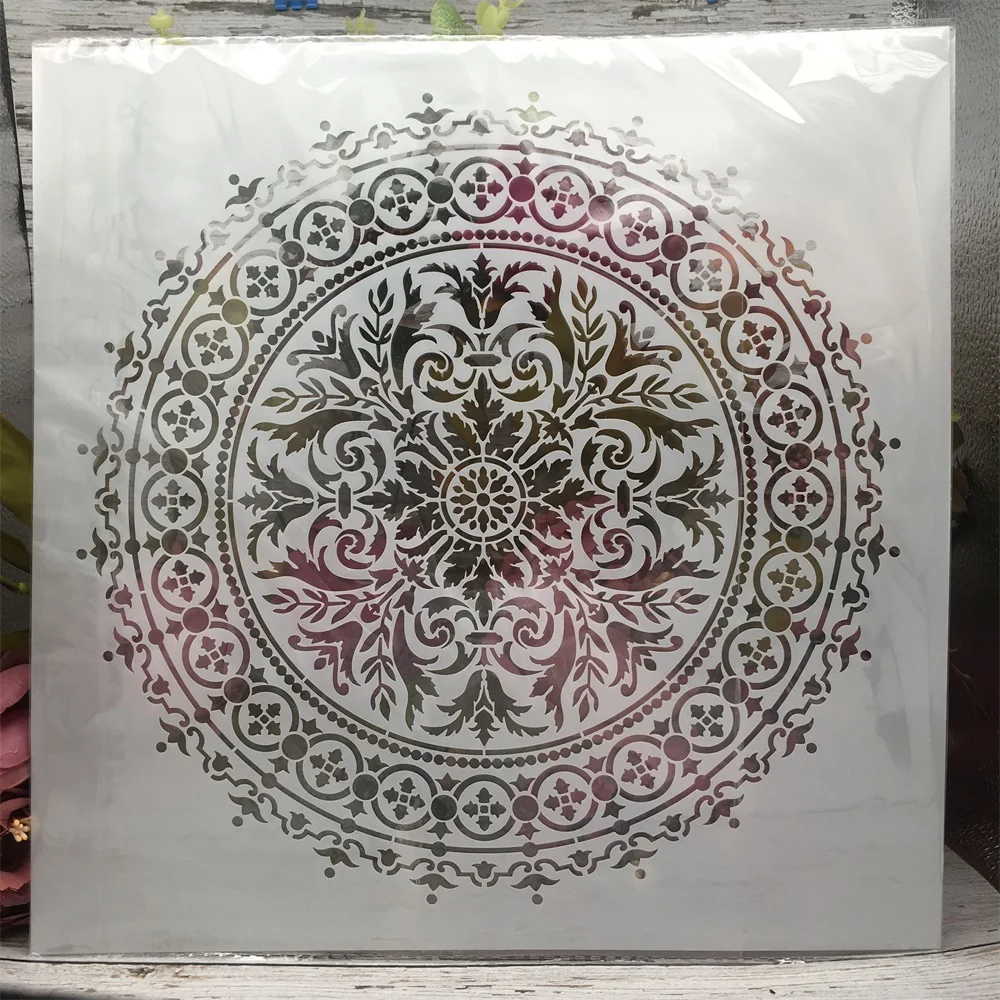 Imagem -03 - Geometria Clássica Mandala Roda Faça Você Mesmo Camadas Estênceis Pintura Scrapbook Coloração Gravação Álbum Modelo Decorativo Peças 30*30cm