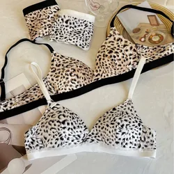 Summer Set New Women's Leopard Print Traceless and Steel Rim Bra Adjustable Shoulder Strap Back Women's Underwear