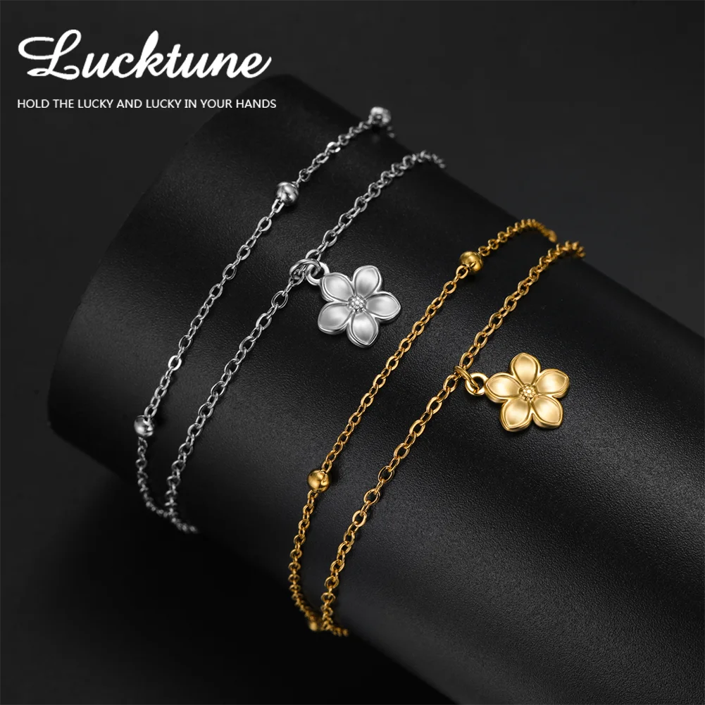 Lucktune زهرة سحر سوار الفولاذ المقاوم للصدأ الذهب اللون المرأة اليد سوار الأزياء زهرة قلادة مجوهرات حزب هدية بيع