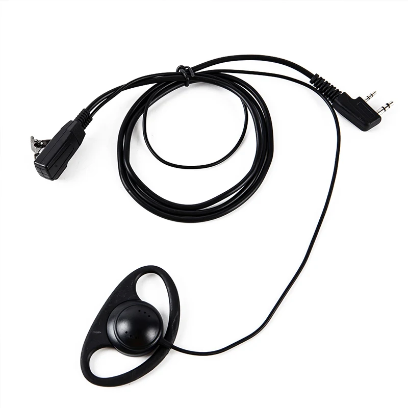 

D Shape Ear Hook Earpiece 2Pin PTT With Mic Headset for UV-5R BF Walkie Talkie