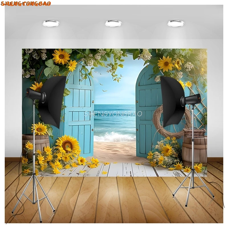 SHENGYONGBAO Easter Day Digital Photography Backdrops Props Rabbit Flowers Arch Doors Maternity Photo Studio Background YH-02