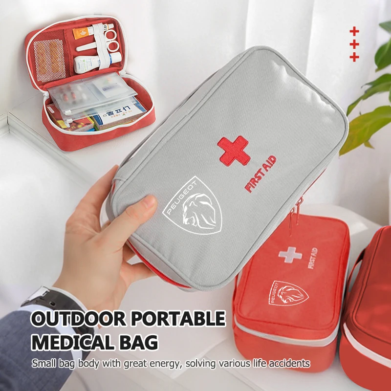 Botiquín de Primeros Auxilios para Auto Peugeot, Organizador de Medicamentos, Mini Botiquín de Viaje para los Modelos 206, 207, 208, 107, 106, 205, 4008, 301, 607, 108, 807, 407, 508