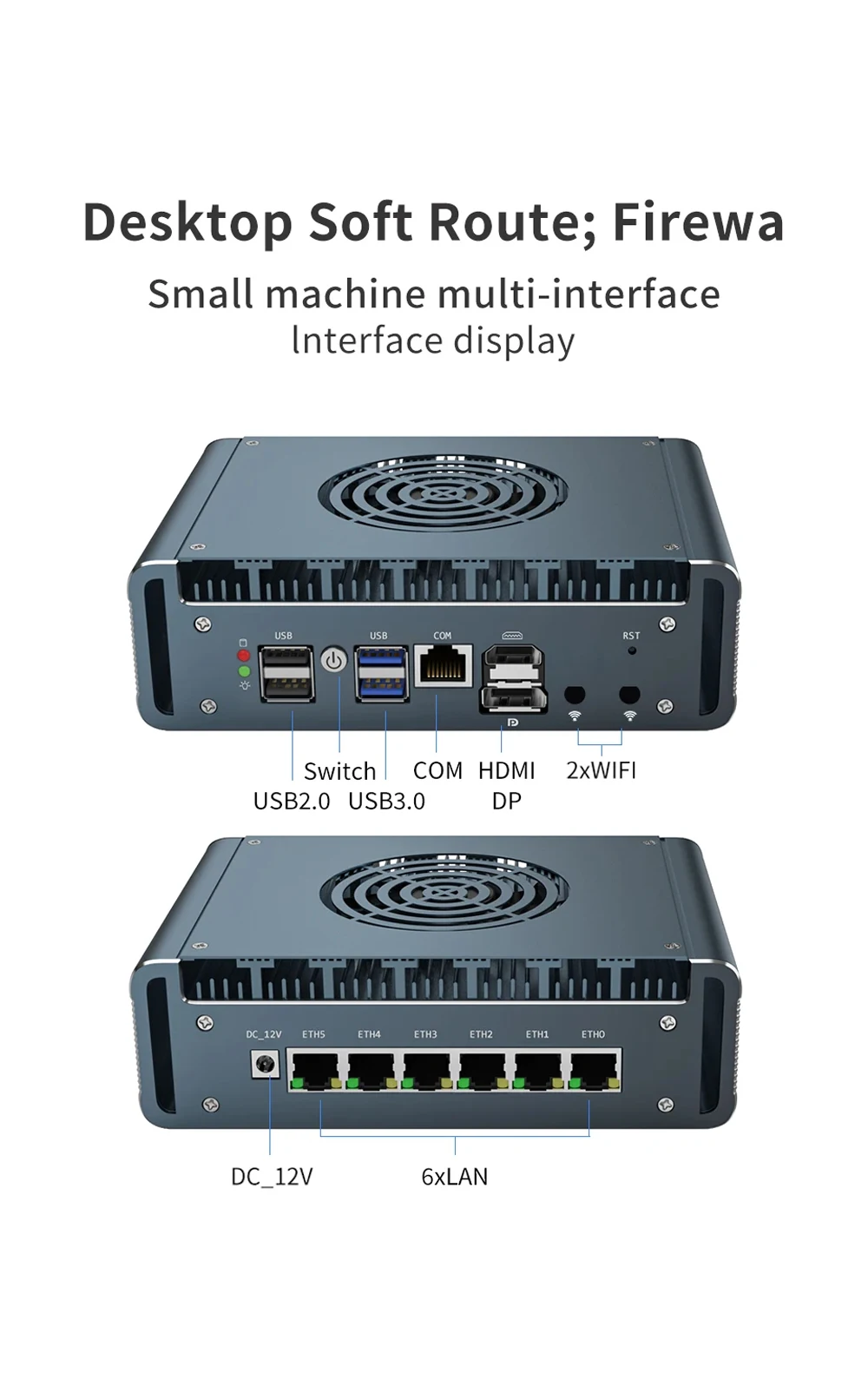 Firewall Appliance Soft ware 2.5G 6*Lan Port Intel i7-1265U i5-1245U Intel N100 Mini PC Router Computer COM Auto Power On DP HD