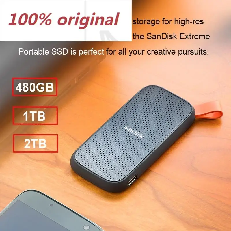 SanDisk 4TB Portable External SSD 480GB 1050MB/s original Hard Drive USB 3.1 Type-C 1TB 2TB Solid State Disk For Laptop Desktop