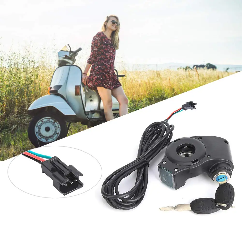 

E-Bike Throttle Control Switch, Speed Switch Lock with LCD Display, Accelerator Voltage Display with Key Lock for Electric