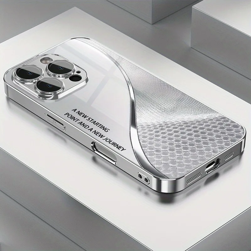 

Metallic Textured Wavy Lines Pattern Electroplate Phone Case For Samsung Galaxy S25 S24 S23 Ultra Plus FE Tempered Glass Cover