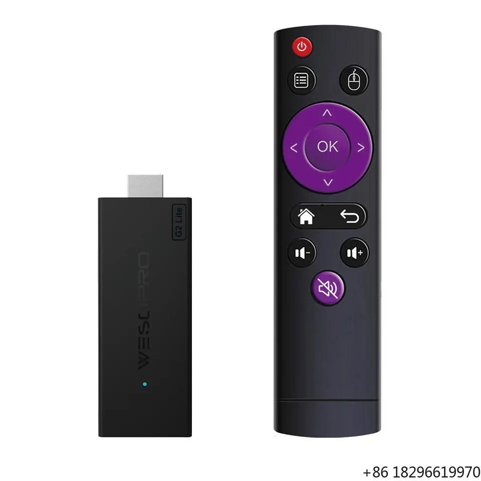 WESOPRO G2 Lite Plus Android TV Stick Smart for IPTV Media Player with 1GB/2GB RAM 8GB ROM 2.4GHz/5.0GHz Wi-Fi 4K Fire Mi Stick