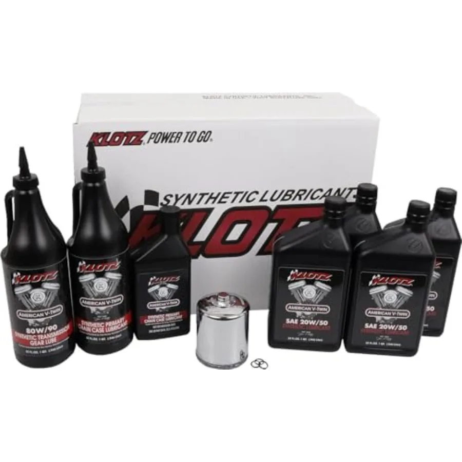 

Klotz 4 Quart 20 Вт/50 Синтетический комплект для замены моторного масла для Evolution Big Twin 1984-1999 годов — комплект премиум-класса с высокопроизводительной смазкой