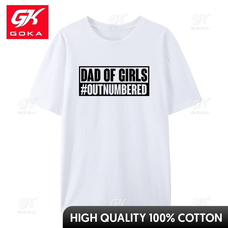 Dad of Girls Outnumbered Tshirts Letter Fashion Brand Men's Streetwear Casual Printed Tee Shirt for Men Vintage Graphic T Shirts