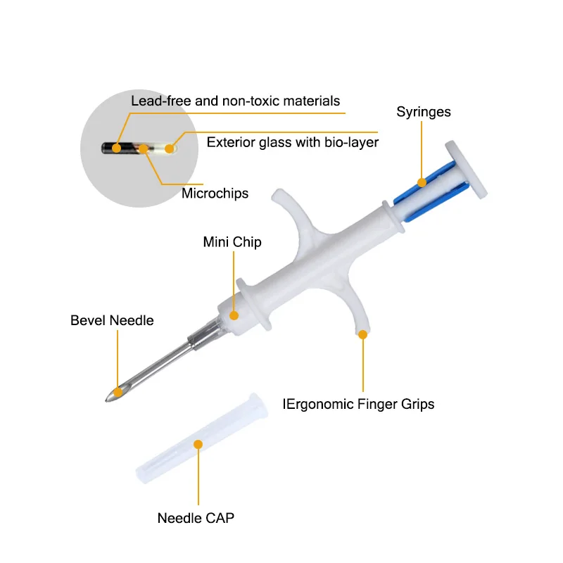 100pcs Animal EM4305 Microchip International Standard 134.2KHz FDX-B Pet Identification Chip Syringe Microchip for Dogs