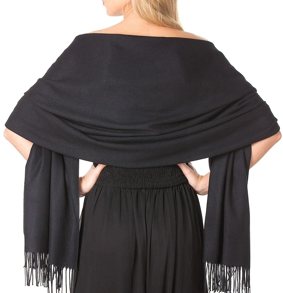 28 ألوان جديد شتاء دافئ الرقبة سرق المرأة الكشمير الباشمينا الزفاف مساء شال التفاف وشاح كبير شرابة بطانية سفر