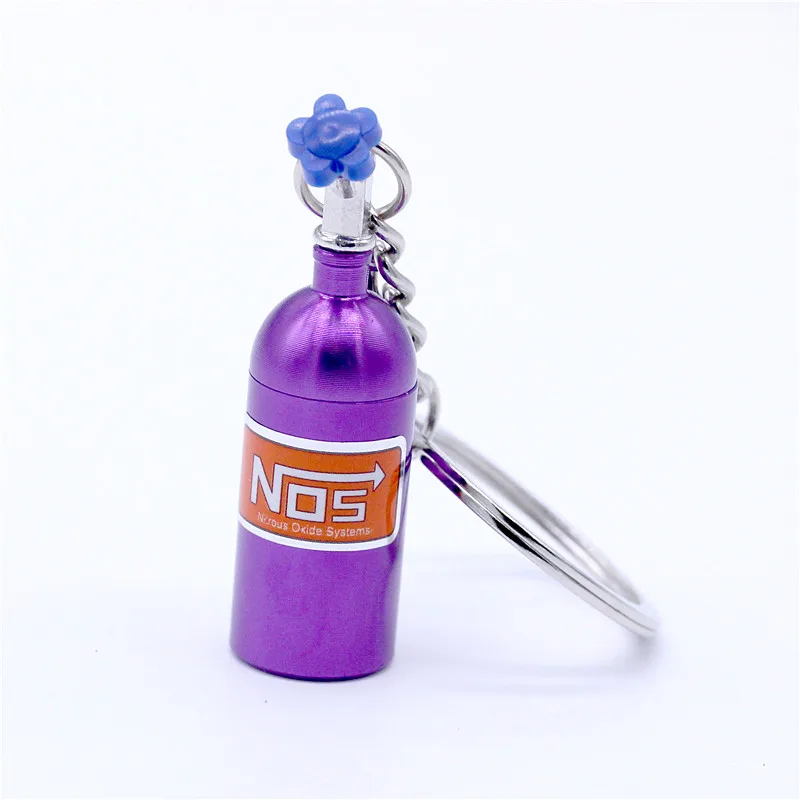 Criativo NOS Turbo Nitrogênio Garrafa Chaveiro, Mini Metal Auto Pendant Keyfob, veículo chaveiros, carro, acessório de motocicleta