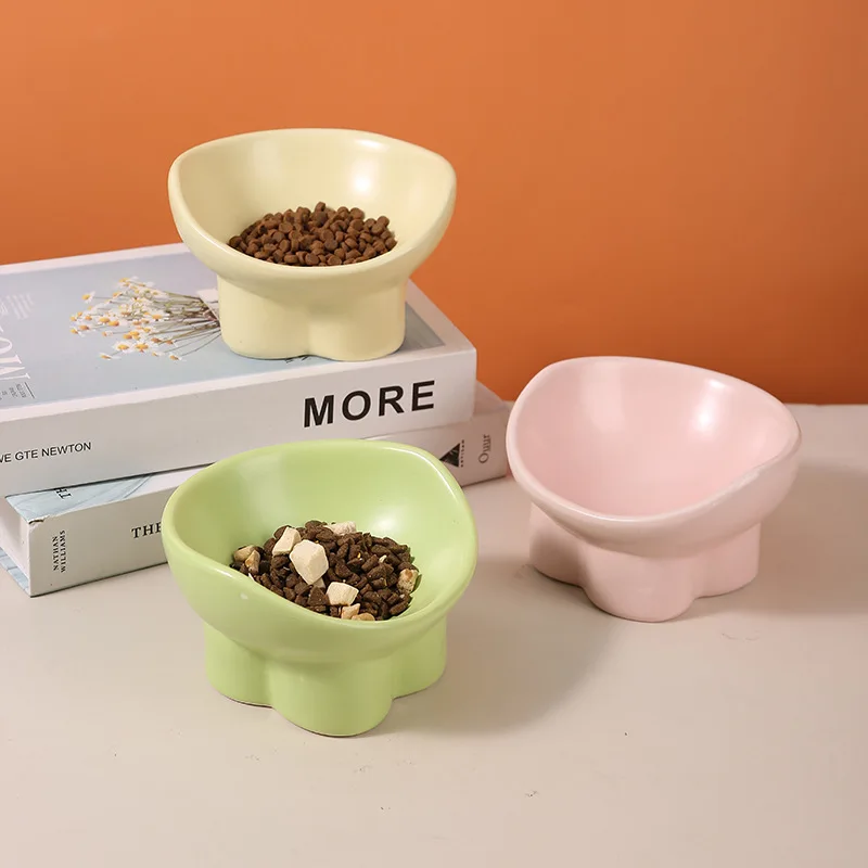 

Керамическая приподнятая миска для кошек, защита от опрокидывания, блюдо для корма для домашних животных, защита шеи для кошек и собак