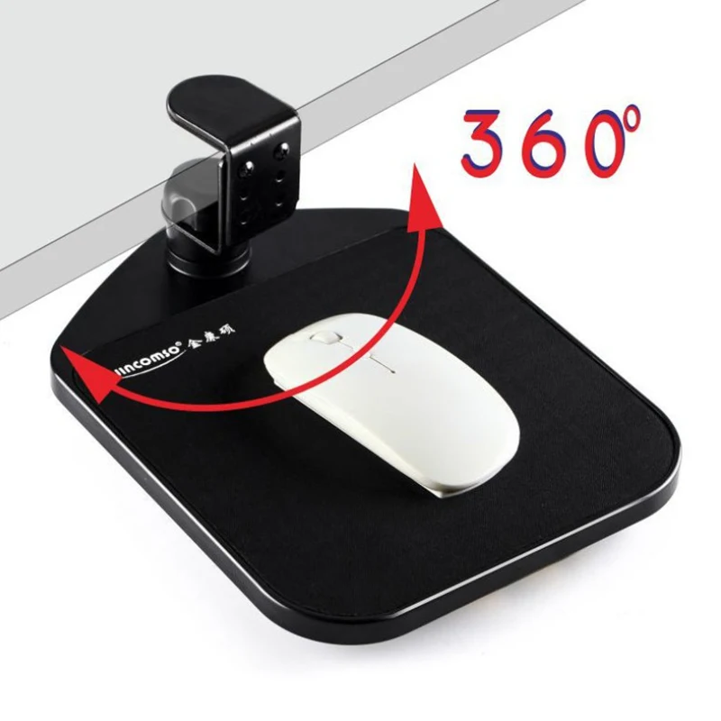 Jincomso Rotatable 360 Degree Fixed Mouse Pad, Mouse Tray Accessory, Wrist Guard Mouse Pad, Computer Hand Stretcher, Black