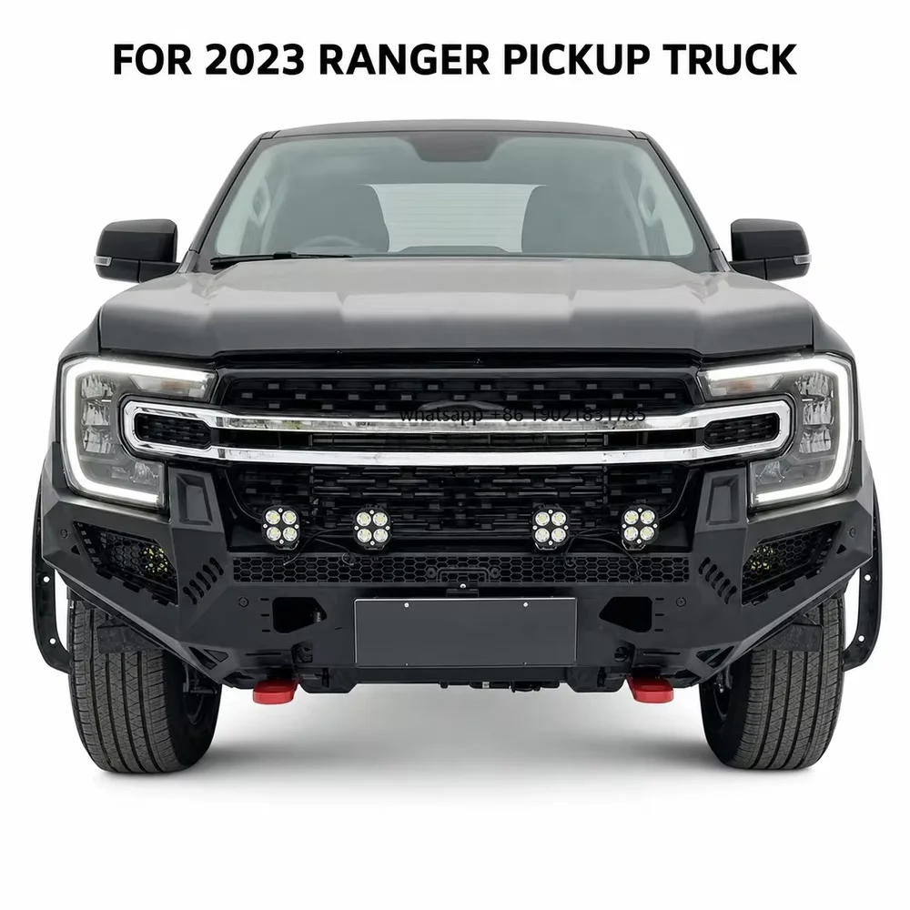 Vehicle Specific Steel Front Bumper for 2023 for for Black off Road Pickup Design Mesh Center Lower Openings Matte Finish