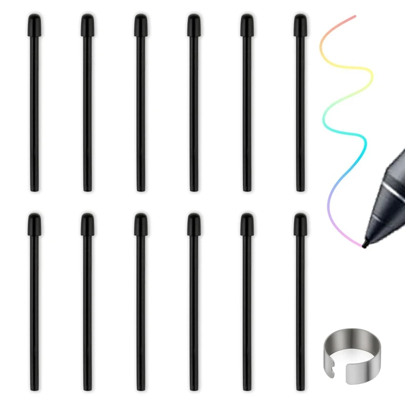 Standard Pen Nibs Set For WACOM, 12Pcs Black Replacement Refill Pen Tips Set For Wacom Intuos Pro, Wacom Imobilestudio Pro