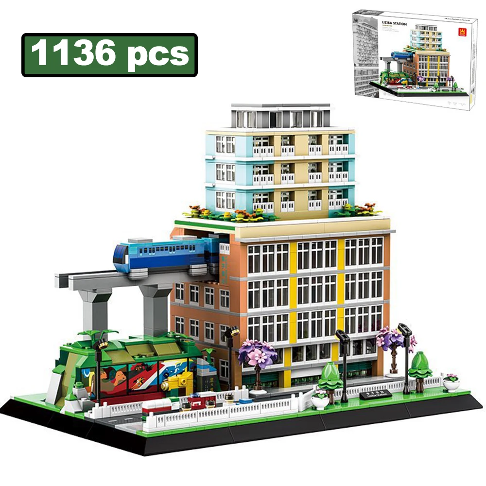 

1136pcs+ Chongqing Liziba Station Mini Model Building Blocks China Construction Famous Landmark Bricks Toys for Children Gifts