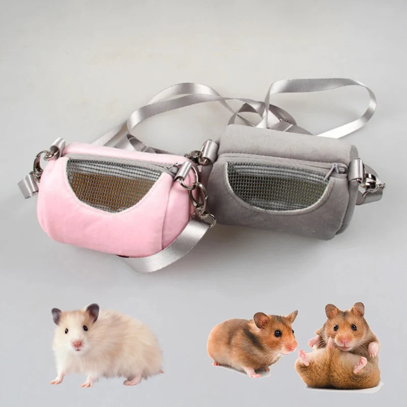 Pet Cage Cross Body Accessories Cylinder Design Soft Practical House Travel Portable Squirrel Visible Mesh Hamster Carrier Bag