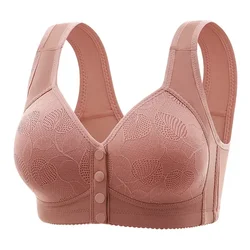 Mother Front Open Buckle Bra Underwear Brassiere Large Size Bra Without Steel Ring Thin Section Vest Type Mom breathable Brassie