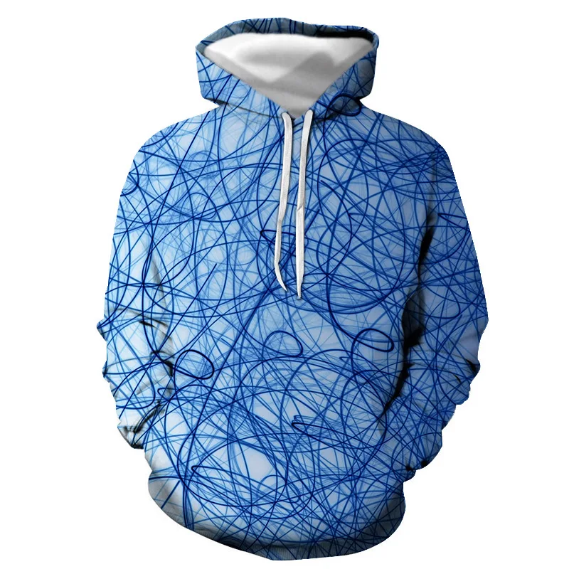 

2021 Hot Sale New Personality Trend Casual Line 3D Digital Printing Men's and Women's Hood