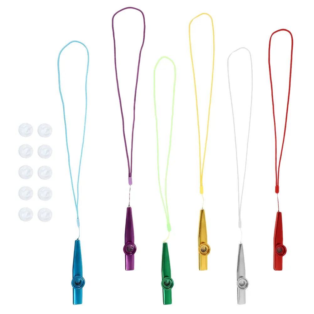 

1Set Small Metal Kazoo High Quality Alloy Performance Instrument Fun Learning Kazoo for with Lanyard Replaceable Diaphragms